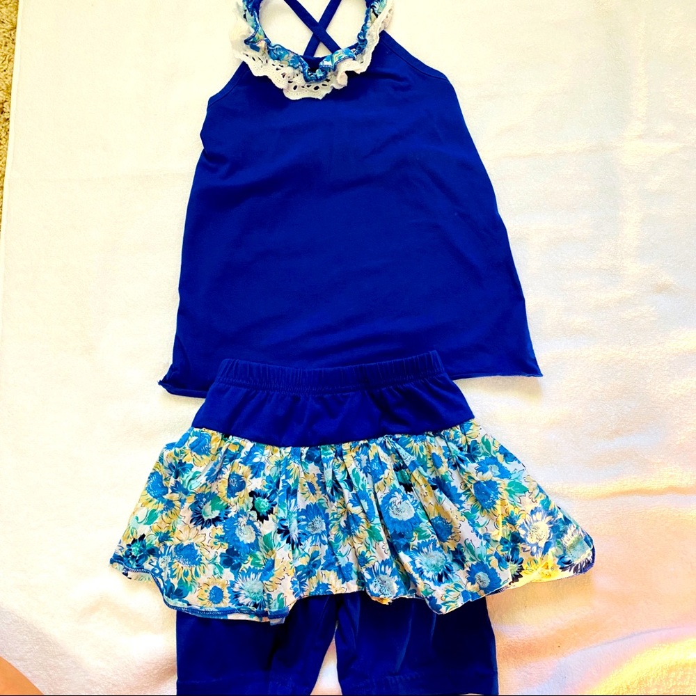 Mud Kingdom Two Piece Matching Set Blue Floral